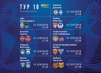 Десятый тур. Расписание матчей